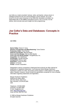 Cover of Joe Celko's Data and Databases