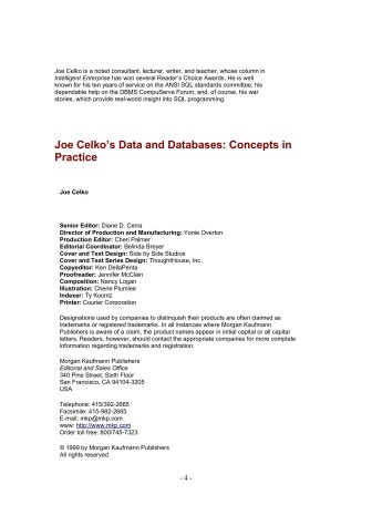 Cover of Joe Celko's Data and Databases