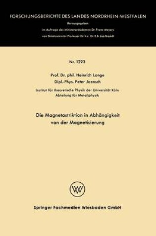 Cover of Die Magnetostriktion in Abhangigkeit Von Der Magnetisierung