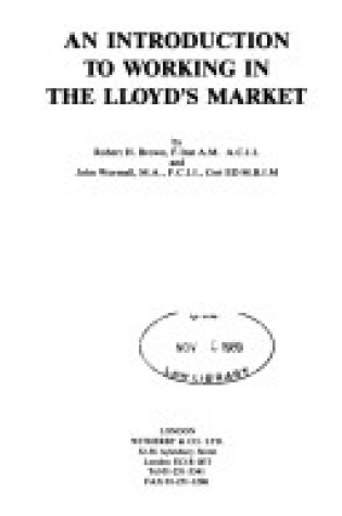 Cover of Introduction to Working in the Lloyd's Market