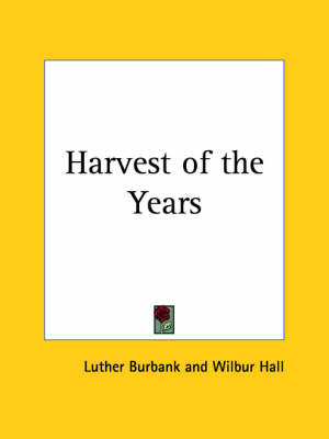 Book cover for Harvest of the Years (1926)