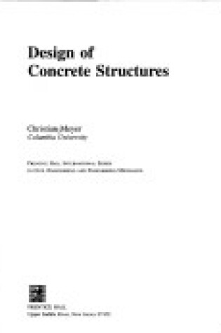 Cover of Design of Concrete Structures