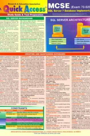 Cover of MCSE SQL Server 7.0 Database Implementation, Exam 70-210 Quick Access