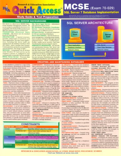 Book cover for MCSE SQL Server 7.0 Database Implementation, Exam 70-210 Quick Access