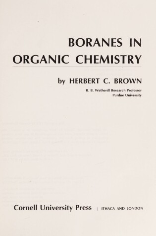 Cover of Boranes in Organic Chemistry