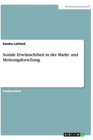 Cover of Soziale Erwunschtheit in der Markt- und Meinungsforschung