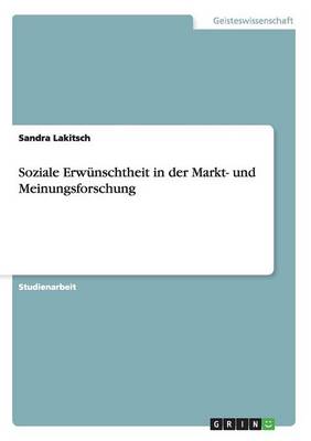 Cover of Soziale Erwunschtheit in der Markt- und Meinungsforschung