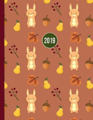 Book cover for 2019 Planner; Rabbits with Pears