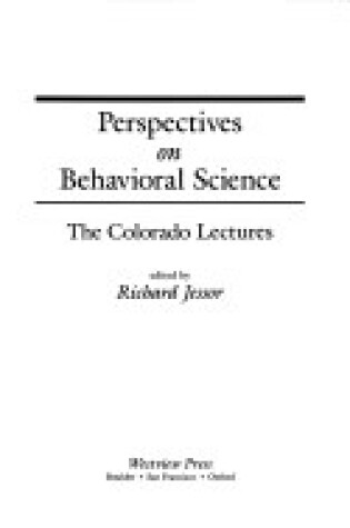 Cover of Perspectives On Behavioral Science