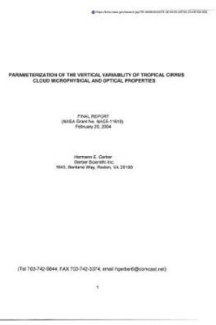 Cover of Parameterization of the Vertical Variability of Tropical Cirrus Cloud Microphysical and Optical Properties