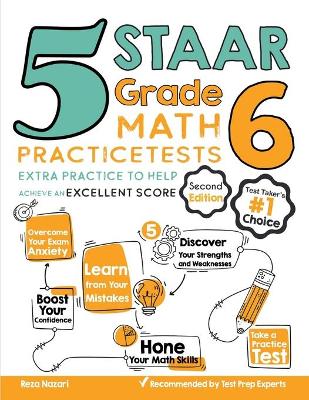 Book cover for 5 STAAR Grade 6 Math Practice Tests