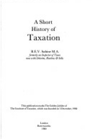 Cover of A Short History of Taxation