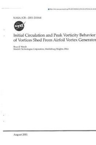 Cover of Initial Circulation and Peak Vorticity Behavior of Vortices Shed from Airfoil Vortex Generators