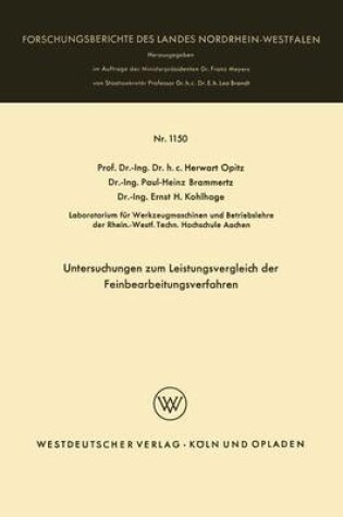 Cover of Untersuchungen Zum Leistungsvergleich Der Feinbearbeitungsverfahren