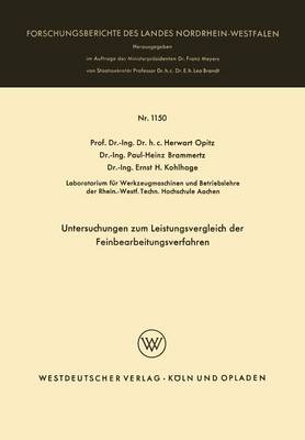 Cover of Untersuchungen Zum Leistungsvergleich Der Feinbearbeitungsverfahren