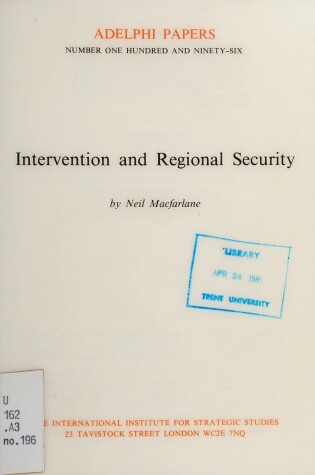 Cover of Intervention and Regional Security