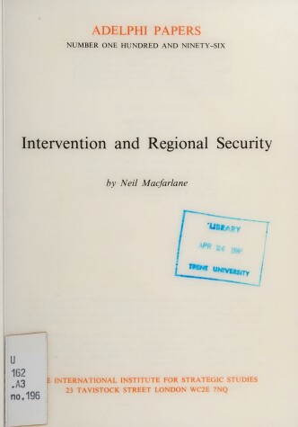 Book cover for Intervention and Regional Security