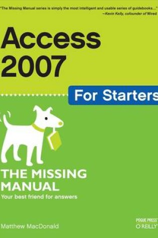 Cover of Access 2007 for Starters: The Missing Manual