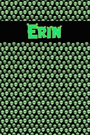 Cover of 120 Page Handwriting Practice Book with Green Alien Cover Erin