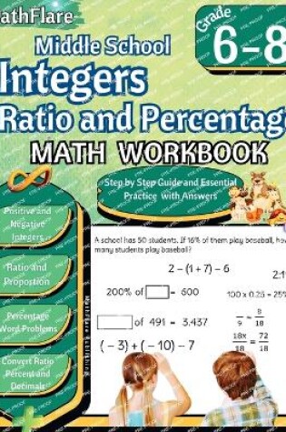 Cover of Integers, Ratio and Percentage Math Workbook 6th to 8th Grade