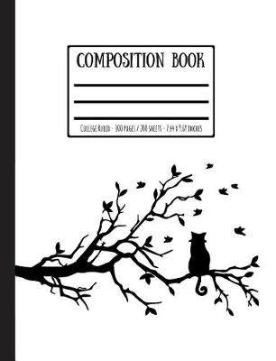 Book cover for Cat on Leafy Tree Branch Composition Book