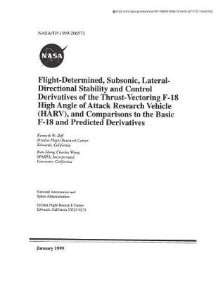 Book cover for Flight-Determined, Subsonic, Lateral-Directional Stability and Control Derivatives of the Thrust-Vectoring F-18 High Angle of Attack Research Vehicle (Harv), and Comparisons to the Basic F-18 and Pred