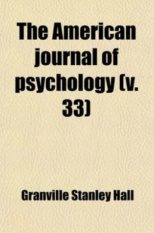 Cover of The American Journal of Psychology (Volume 33)