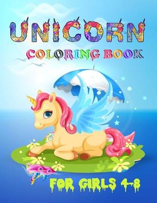 Book cover for unicorn coloring book for girls 4-8