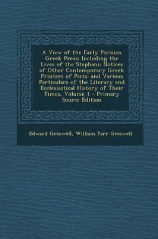 Cover of A View of the Early Parisian Greek Press