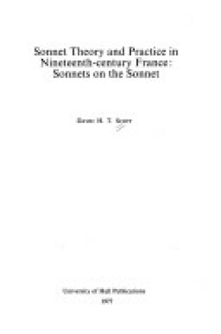 Cover of Sonnet Theory and Practice in Nineteenth-century France