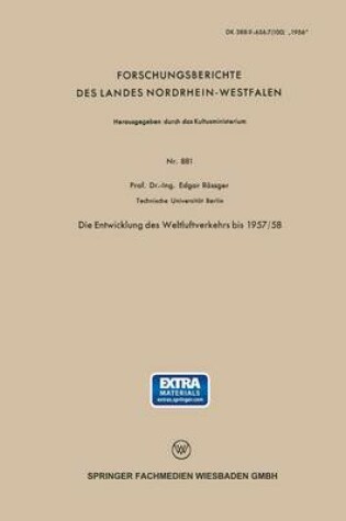 Cover of Die Entwicklung Des Weltluftverkehrs Bis 1957/58