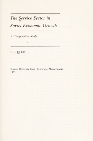 Cover of The Service Sector in Soviet Economic Growth