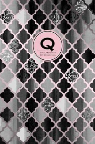 Cover of Initial Q Monogram Journal - Dot Grid, Moroccan Black, White & Blush Pink