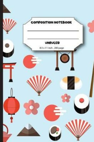 Cover of Composition notebook unruled 8.5 x 11 inch 200 page, Blue Cute Japan Cover
