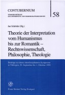 Cover of Theorie Der Interpretation Vom Humanismus Bis Zur Romantik - Rechtswissenschaft, Philosophie, Theologie.