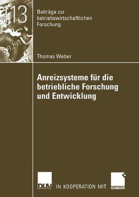 Cover of Anreizsysteme für die betriebliche Forschung und Entwicklung