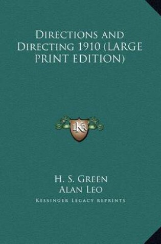 Cover of Directions and Directing 1910