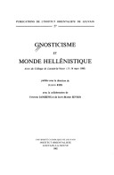 Cover of Gnosticisme et Monde Hellenistique