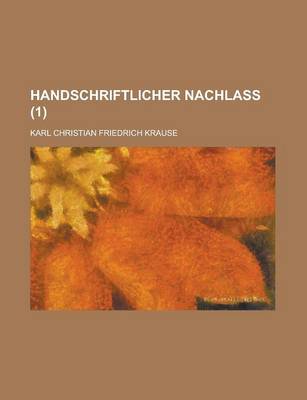 Book cover for Handschriftlicher Nachlass (1)