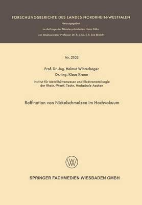 Cover of Raffination Von Nickelschmelzen Im Hochvakuum