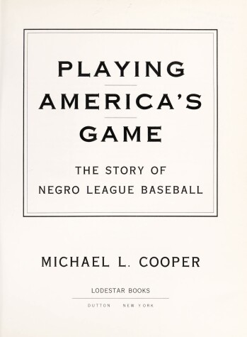 Book cover for Cooper Michael L. : Playing America'S Game (HB)