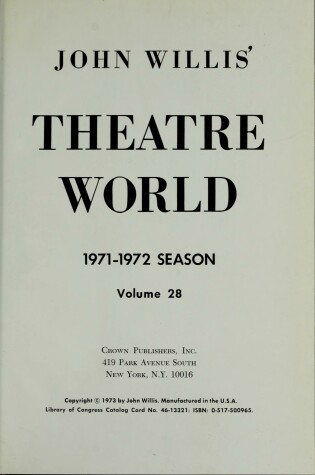 Cover of Theatre World 1971-1972 Vol 28