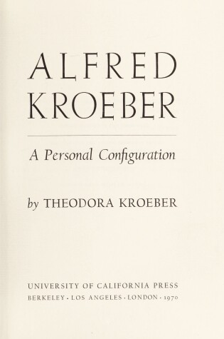 Cover of Alfred Kroeber