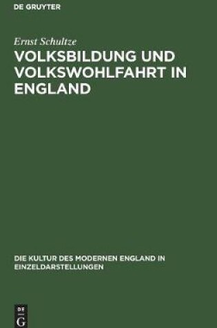 Cover of Volksbildung Und Volkswohlfahrt in England