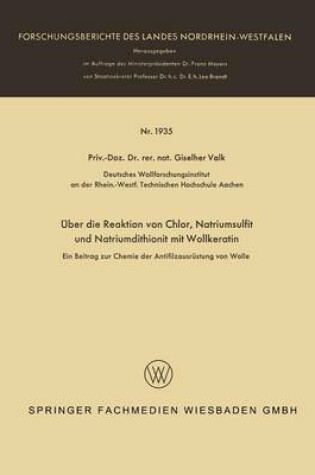 Cover of UEber Die Reaktion Von Chlor, Natriumsulfit Und Natriumdithionit Mit Wollkeratin