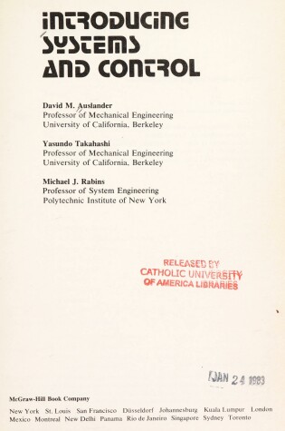 Cover of Introducing Systems and Control