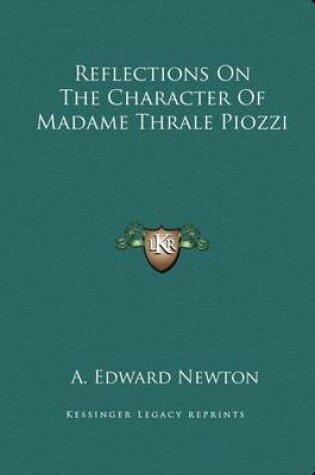 Cover of Reflections on the Character of Madame Thrale Piozzi