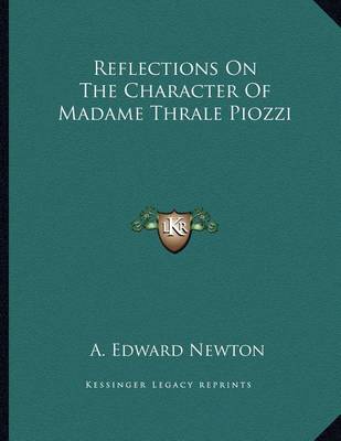 Book cover for Reflections on the Character of Madame Thrale Piozzi