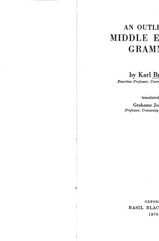 Cover of Outline of Middle English Grammar