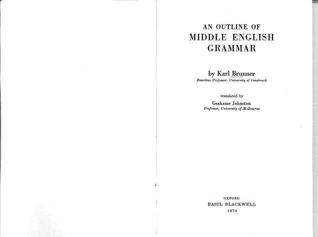 Book cover for Outline of Middle English Grammar